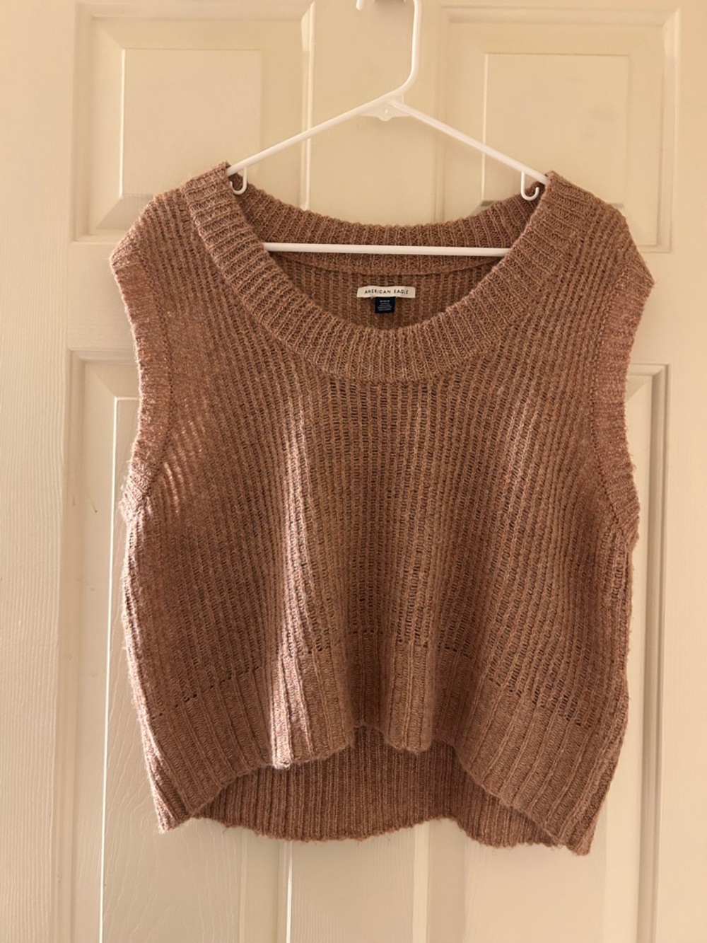 American Eagle Outfitters Sleeveless Crewneck Sweater Vest in Light Brown